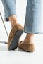 Women's Tan Buckle Winter Ballerina Shoes for Home and Outdoor Use - 4