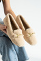 Women's Beige Buckle Winter Ballerina Shoes for Home and Outdoor - 5