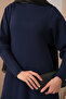 Women's Self-Patterned Knitwear Dress Navy Blue - 5