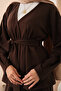 Women's Waist Tie Kimono Set Brown - 5