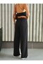 Women's Elastic Waist Belted Flowy Loose Palazzo Fabric Trousers - 6