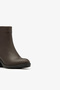Brown Genuine Leather Side Zipper Heeled Women's Boots - 4
