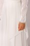 Taft Satin Hijab Evening Dress with Stone Embroidered Pleats and Flywheel Detail White 1215 - 6