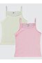 Civil Girls' Ribbed Striped 2-Piece Set Undershirt |   Ribana |   School, Nursery and Daily Use - Ecru