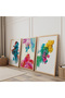 The Delight of Colors with Wooden Frames Triple Wooden Painting Set - 2
