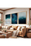 Blue Journey Triple Wooden Painting Set with Wooden Frame - 4