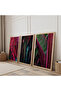 Wooden Framed Red Plants Triple Wooden Painting Set - 2