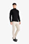 Slim Fit Turtleneck Knitwear Black Men's Sweater R1124Az/Bk27 - 2