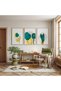 Wooden Framed Simplicity of Green Triple Wooden Painting Set - 3