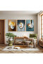 Wooden Framed Geometric Harmony Triple Wooden Painting Set - 3