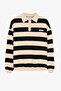 Polo Neck Striped Oversize Sweatshirt Beige - 2