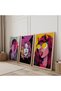 Pink Drawing and Young Girls Triple Wooden Painting Set with Wooden Frame - 2