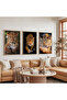 Wooden Framed Leopard Portraits Triple Wooden Painting Set - 5