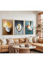 Wooden Framed Geometric Harmony Triple Wooden Painting Set - 5
