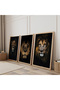 Wooden Framed King of the Forest Lion Triple Wooden Painting Set - 2