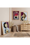 Wooden Framed Golden Circles Triple Wooden Painting Set