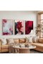Wooden Framed Red Ahenk Triple Wooden Painting Set - 5
