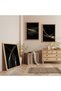 Wooden Framed Yellow Tone of Black Triple Wooden Painting Set