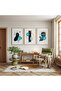 Wooden Framed Abstract Harmony Triple Wooden Painting Set - 3