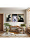 Black and White Horses with Wooden Frame Set of Three Wooden Paintings - 3