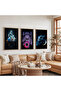 Astronaut and Space Triple Wooden Painting Set with Wooden Frame - 5