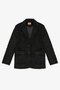 Feather Textured Oversize Blazer Jacket Black - 2