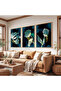 Wooden Framed Night Garden Triple Wooden Painting Set - 4