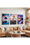Wooden Framed Colorful Trees Triple Wooden Painting Set - 5