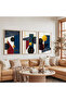 Wooden Framed Geometric Harmony Triple Wooden Painting Set - 5
