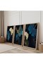 Wooden Framed Leaves at Night Triple Wooden Painting Set - 2