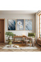White Flower Triple Wooden Painting Set with Wooden Frame - 3