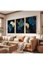 Wooden Framed Leaves at Night Triple Wooden Painting Set - 4