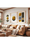 Wooden Framed Geometric Reflections Triple Wooden Painting Set - 4