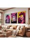 Pink Drawing and Young Girls Triple Wooden Painting Set with Wooden Frame - 4