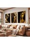 Wooden Framed Silence of the Golden Three Wooden Painting Set - 4