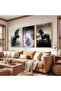 Black and White Horses with Wooden Frame Set of Three Wooden Paintings - 4