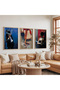 Fashion and Melancholy Triple Wooden Painting Set with Wooden Frame - 5