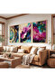 Colorful Modern Triple Wooden Painting Set with Wooden Frame - 4