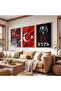 Wooden Framed Turkish Symbol Triple Wooden Painting Set - 4