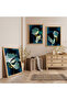 Wooden Framed Night Garden Triple Wooden Painting Set