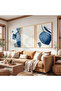 Blue Sezsizlik Triple Wooden Painting Set with Wooden Frame - 4