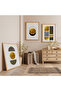 Wooden Framed Geometric Reflections Triple Wooden Painting Set