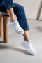 White Unisex Lace-Up Sports Shoes School Sneaker Women Men Kids Large Size 158Nav - 4