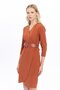 Apsen Women's Salmon Double-Breasted Belted Midi Wrap Dress 3753-100 - 8