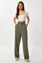 Velcro Polyviscon Palazzo Trousers Lgp0022 Khaki - 3