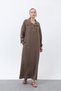 Women's Collar Snap Detailed Sports Dress - 12615Elb - Brown