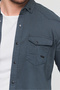 Slim Fit Men's Denim Shirt Petrol Green 5XL Size 110-115 kg - 3