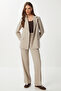 Stitched Straight Polyviscon Pants Lgp0023 Beige - 3
