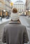 Women's Fur Pompom Wool Cream Colored Beret - 3