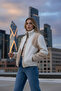 Color-Blocked Casual Winter-Spring Plush Jacket with Waist and Cuff Ribbing 2460